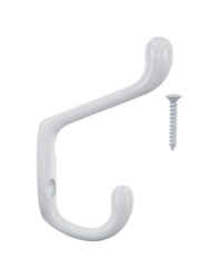 Ace 3 in. L White Metal Medium Heavy Duty Coat and Hat Hook 1 pk White