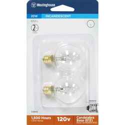 Westinghouse 20 watts E12 Incandescent Bulb 130 lumens White Globe 2 pk