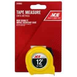 Ace 12 ft. L x 0.75 in. W High Visibility Tape Measure Yellow 1 pk