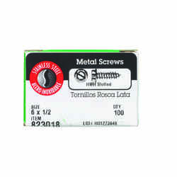 HILLMAN 6 x 1/2 in. L Slotted Hex Washer Stainless Steel Sheet Metal Screws 100 per box