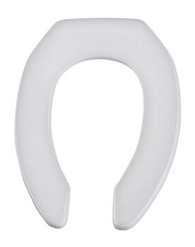 Bemis Commerical Fastening System Elongated White Plastic Toilet Seat