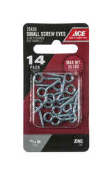 Ace 3/32 in. Dia. x 13/16 in. L Zinc-Plated Steel Screw Eye 20 lb. 14 pk