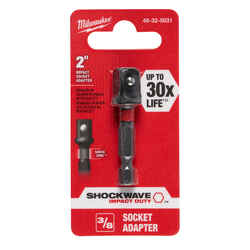 Milwaukee SHOCKWAVE Square 3/8 in. x 2 in. L Impact Duty Screwdriver Socket Adapter Steel 1/4