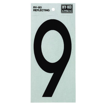 Hy-Ko Reflective 6 in. Black Number Self-Adhesive 9 Vinyl