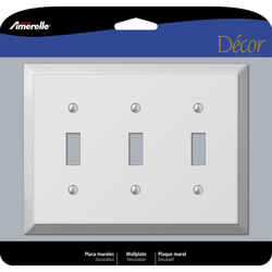 Amerelle Century Polished Chrome Light Gray 3 gang Stamped Steel Toggle Wall Plate 1 pk