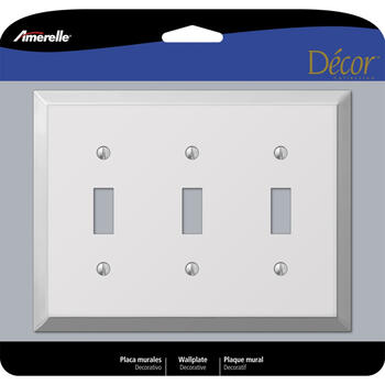 Amerelle Century Polished Chrome Light Gray 3 gang Stamped Steel Toggle Wall Plate 1 pk