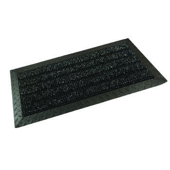 GrassWorx Black Polyethylene/Rubber Nonslip Door Mat 34 in. L x 18 in. W