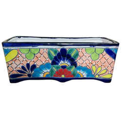 Avera Products Talavera 4.5 in. H x 12 in. W x 6 in. L Assorted Ceramic Talavera Planter