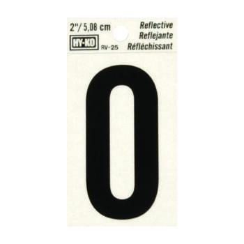 Hy-Ko 2 in. Reflective Vinyl Letter Self-Adhesive O Black