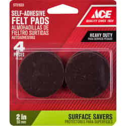Ace Felt Self Adhesive Pad Brown Round 2 in. W 4 pk