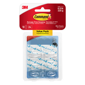 3M Command Mini Plastic 11/8 in. L Hook 18 pk