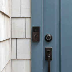 Ring Venetian Bronze Metal/Plastic Wireless Video Doorbell Brown