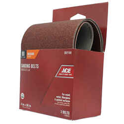 Ace 36 in. L x 4 in. W Aluminum Oxide Sanding Belt 80 Grit Medium 2 pk