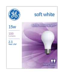 GE Lighting 15 watts A15 Incandescent Bulb 100 lumens Soft White A-Line 2 pk