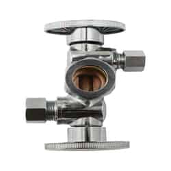 Keeney 5/8 in. Compression T X 3/8 in. S Compression Brass Dual Shut-Off Valve