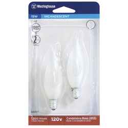 Westinghouse 15 watts E12 Incandescent Bulb 90 lumens Warm White 2 pk Decorative