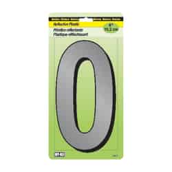 Hy-Ko Plastic 6 in. 0 Black Nail-On Number Reflective