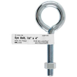 Hampton 3/8 in. x 4 in. L Zinc-Plated Steel Eyebolt Nut Included