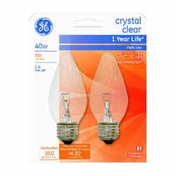 GE Lighting 40 watts F15 Incandescent Light Bulb 350 lumens White (Clear) Flame Tip 2 pk