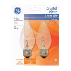 GE Lighting 40 watts F15 Incandescent Light Bulb 350 lumens White (Clear) Flame Tip 2 pk