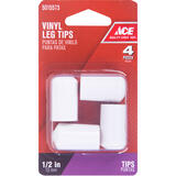 Ace Vinyl Leg Tip White Round 1/2 in. W 4 pk