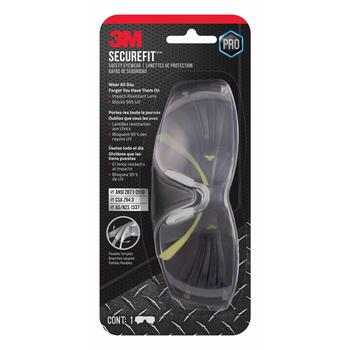 3M SecureFit Anti-Fog Clear Safety Glasses Black/Green 1 pc.