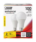 Feit Electric Enhance A21 E26 (Medium) LED Bulb Bright White 100 Watt Equivalence 2 pk