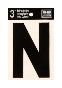 Hy-Ko 3 in. Black Vinyl Self-Adhesive Letter N 1 pc.