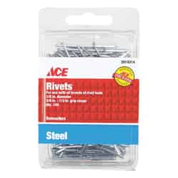 Ace 1/8 1/2 L Rivets Silver Steel 100 pk