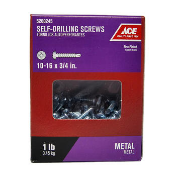 Ace 10-16 Sizes x 3/4 in. L Phillips Pan Head Zinc-Plated Self- Drilling Screws 1 lb. Steel