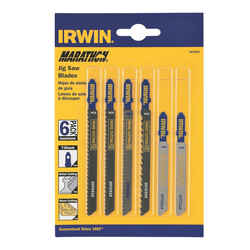 Irwin 4 in. Carbon Steel T-Shank Jig Saw Blade Set Assorted TPI 6 pk