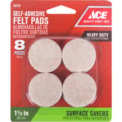 Ace Felt Self Adhesive Pad Brown Round 1-1/2 in. W 8 pk
