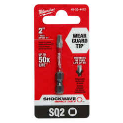 Milwaukee SHOCKWAVE #2 x 2 in. L Square Screwdriver Bit 1/4 in. 1 pc. Steel Quick-Change Hex