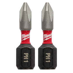 Milwaukee SHOCKWAVE Phillips #1 x 1 in. L Impact Insert Bit Steel 1/4 in. 2 pc. Hex Shank