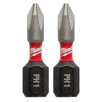 Milwaukee SHOCKWAVE Phillips #1 x 1 in. L Impact Insert Bit Steel 1/4 in. 2 pc. Hex Shank