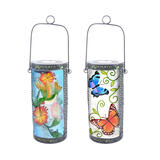 Luminous Garden LED Solar Lantern Glass Multicolored