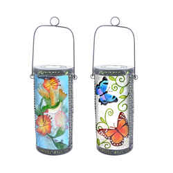 Luminous Garden LED Solar Lantern Glass Multicolored