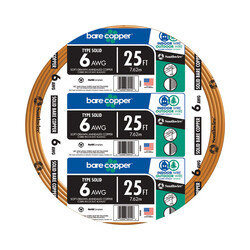 Southwire 25 ft. Solid Bare Copper Building Wire 6/1