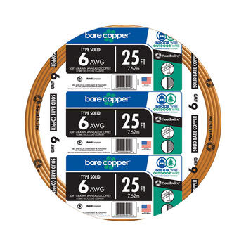 Southwire 25 ft. Solid Bare Copper Building Wire 6/1