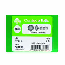 HILLMAN 3/8 Dia. x 5 in. L Zinc-Plated Steel Carriage Bolt 50 pk
