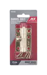 Ace Barrel Bolt 2-1/2 in. Bright Brass For Lightweight Doors, Chests and Cabinets
