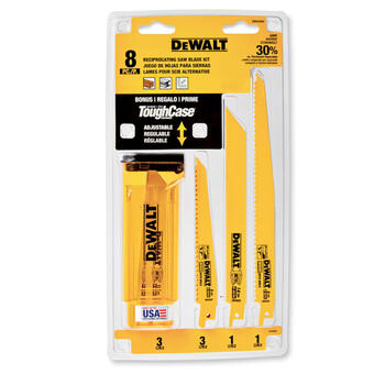 DeWalt 8 Piece 6 in. L x 3/4 in. W Bi-Metal Reciprocating Saw Blade 6 TPI 8 pk