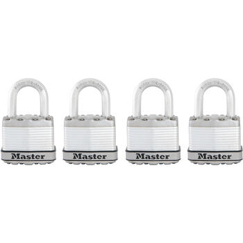 Master Lock 1-3/4 in. W Stainless Steel Ball Bearing Locking Laminated Padlock 4 pk Keyed Alike