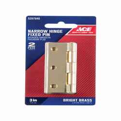 Ace 2 in. W X 3 in. L Bright Brass Brass Narrow Hinge 2 pk