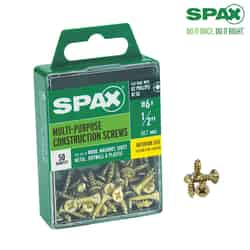 SPAX No. 6 x 1/2 in. L Phillips/Square Flat Yellow Zinc Steel Multi-Purpose Screw 50 each