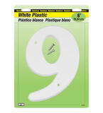 Hy-Ko 6 in. White Plastic Screw-On Number 9 1 pc.