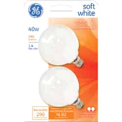 GE Lighting 40 watts G16.5 Incandescent Bulb 290 lumens Soft White Globe 2 pk
