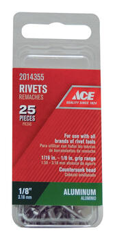 Ace 1/8 L Aluminum Rivets Silver 25 pk 1/8