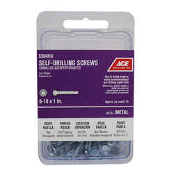 Ace 8 Sizes x 1 in. L Hex Hex Washer Head Steel Self- Drilling Screws Zinc-Plated