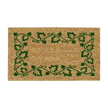 DeCoir Ivy Border Tan/Green Coir Nonslip Door Mat 16 in. L x 27 in. W
